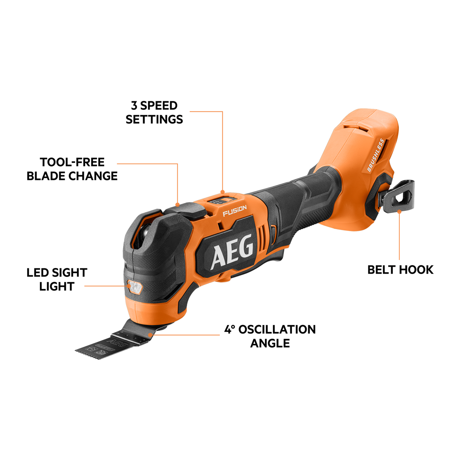 AEG 18V FUSION Multi Function Tool A18FMT20, Brushless, Skin Only