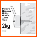 Everhang Picture Hanging Utility Hook - 47mm x 120mm - ABS Plastic - Easy Install - 10 Pack - SuperSaverAU - view 2