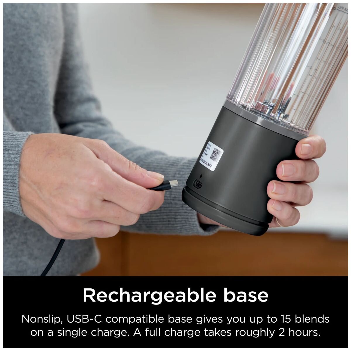 Ninja Blast Portable Blender 470ml - Denim Blue - Cordless and Rechargeable - Sip Lid - BC100NV