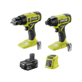 Ryobi 18V ONE+ Hammer Drill and Impact Driver Kit - 4.0Ah Battery - 180mm x 266mm x 290mm - SuperSaverAU - view 1