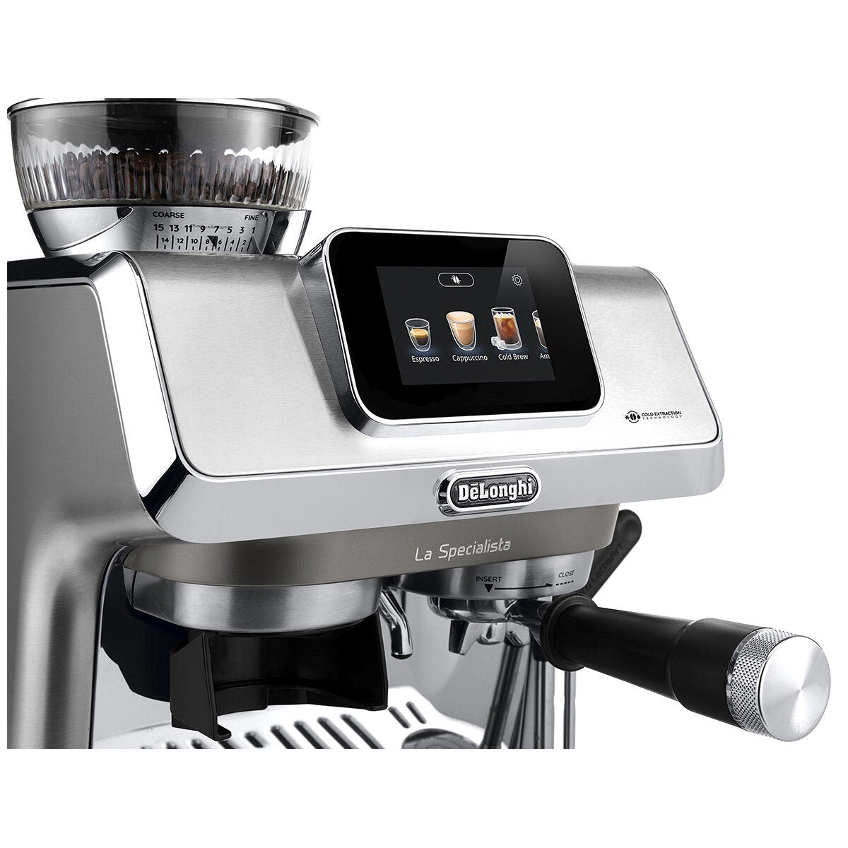 DeLonghi La Specialista Touch Manual Coffee Machine - Silver - 3.5-Inch Touch Display and 10 Recipes - EC9455M