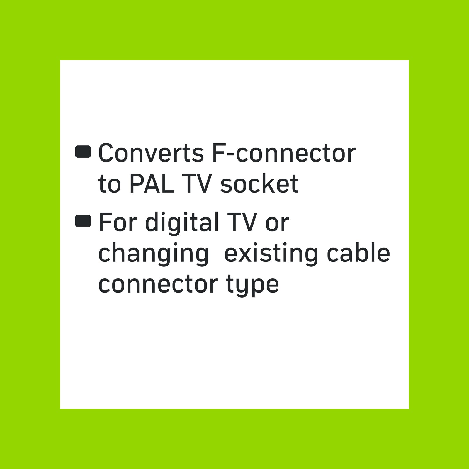 Antsig F59 Plug to PAL TV Socket Nickel Plated