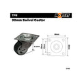 Move It 30mm Grey TPR on Polypropylene Swivel Plate Castor, 20kg, 2 Pack