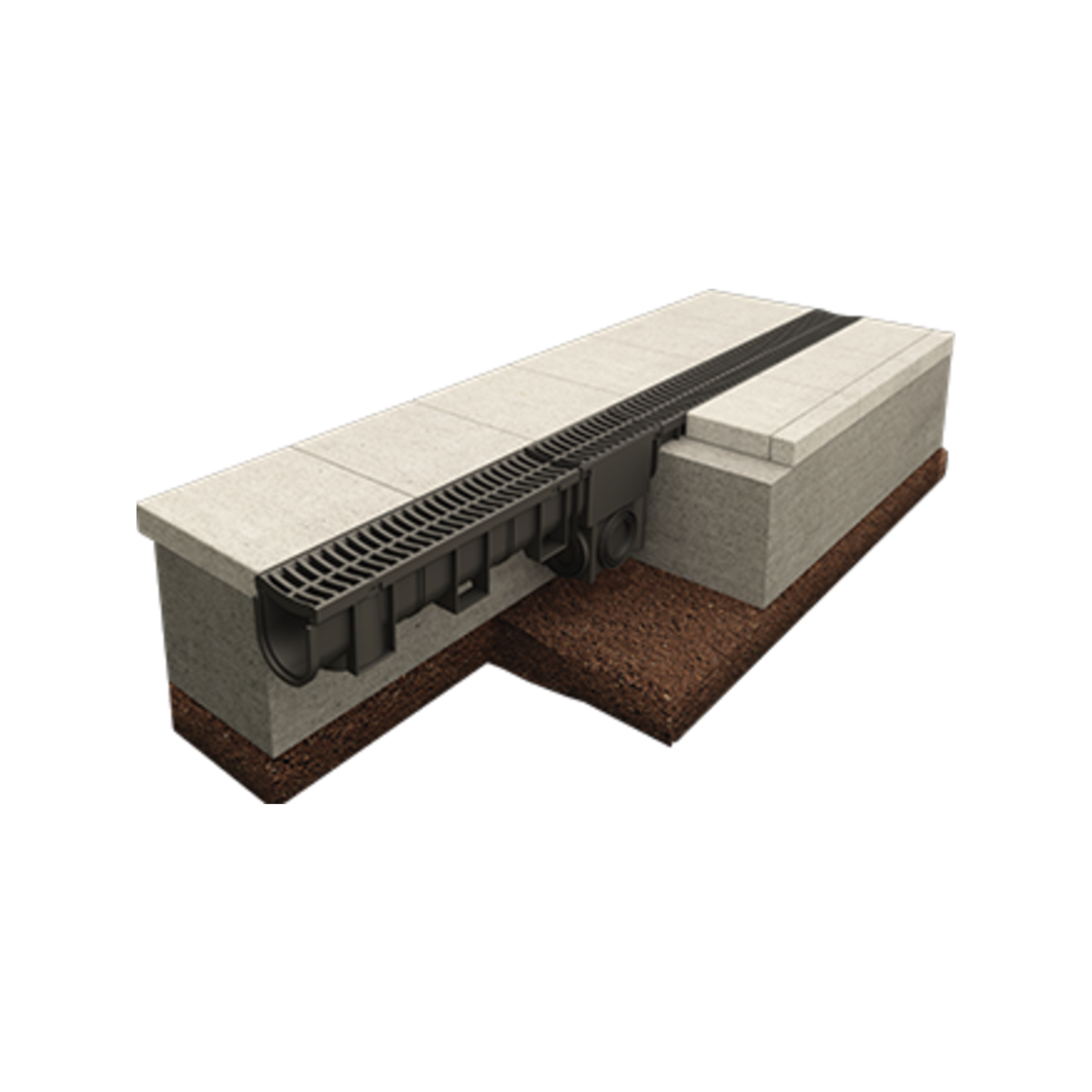 Everhard EasyDRAIN 1m Polymer Grate and Channel, Black UV Stabilised Push-Connect Drain