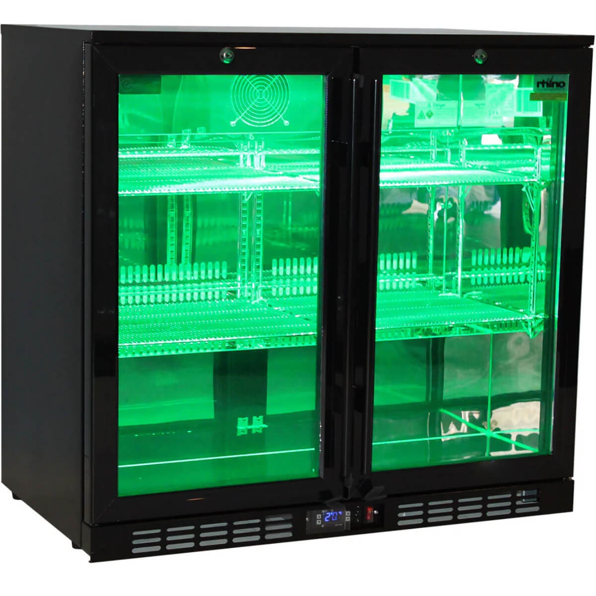 Rhino 208L 2 Door Beverage Centre - Black Cabinet, Dual Glazed Low E Glass Doors - SG2H-NQ