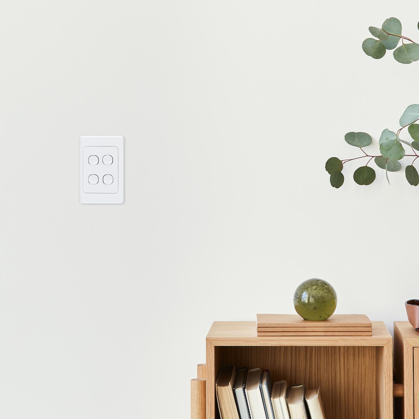 DETA White Quad Vertical Light Switch 4 Gang Polycarbonate Indoor