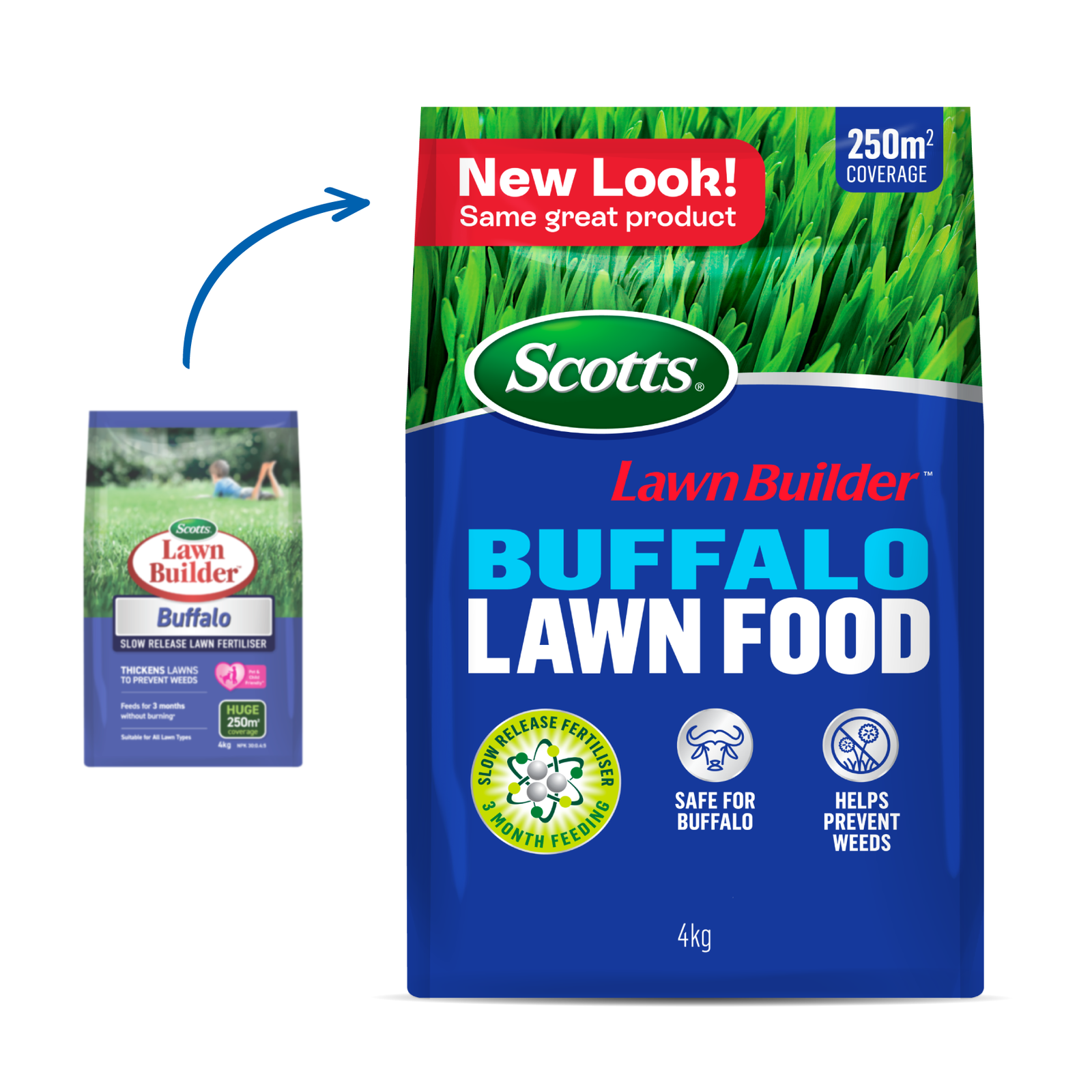 Scotts Lawn Builder Buffalo Lawn Food 4kg - Granular Slow Release, Covers 250m2