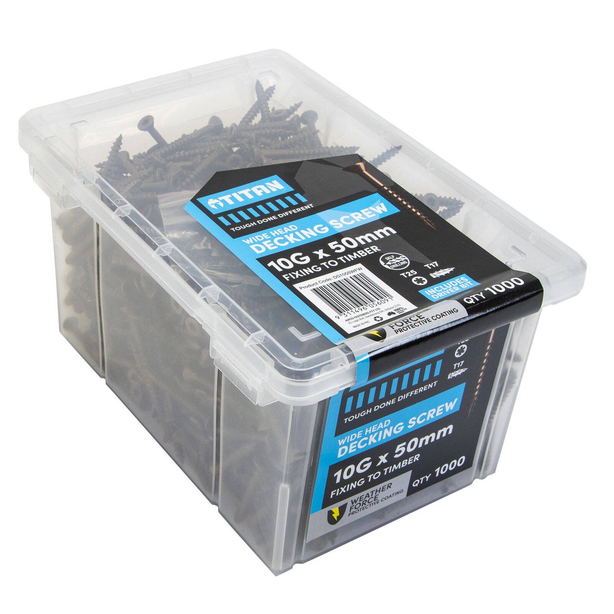 Titan 10g x 50mm Weather Force Wide Head Decking Screws - Pack of 1000 - Galvanised - Corrosion Resistant - SuperSaverAU - view 3