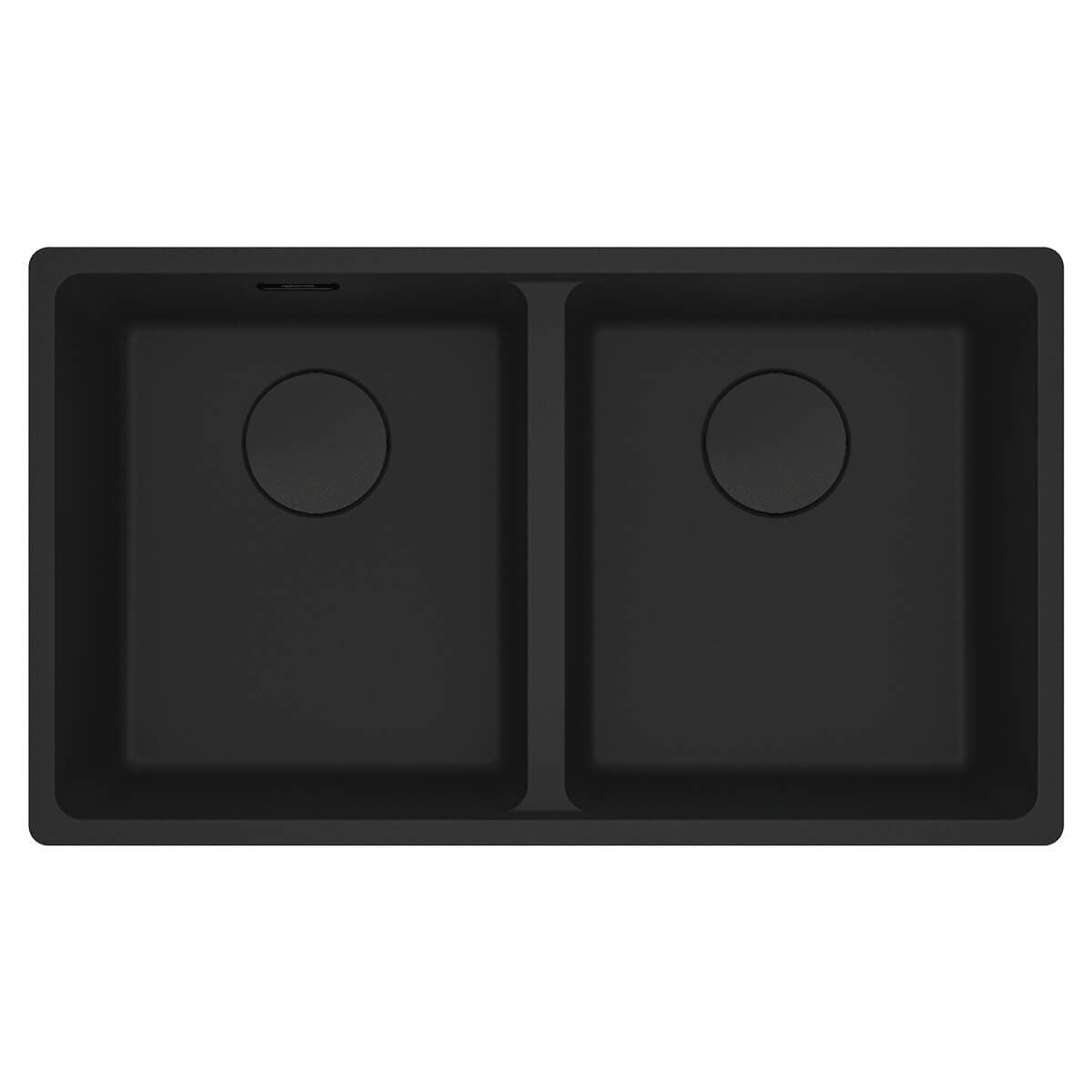 Franke Maris double bowl sink and pull out tap - black Fragranite, hidden overflow - MRG620BMBTA9601