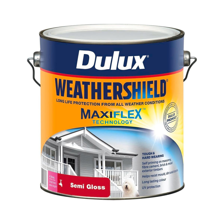 Dulux Weathershield Exterior Paint - 4L - Extra Bright - Semi Gloss - 205mm x 198mm x 180mm - SuperSaverAU - view 1