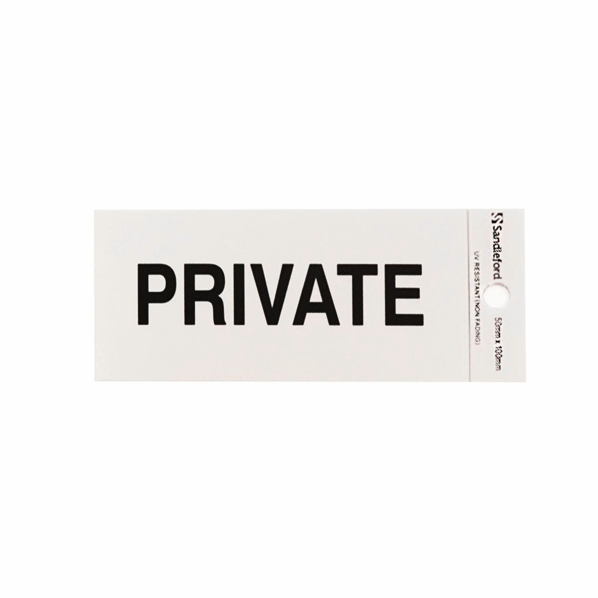 Sandleford Private Self Adhesive Sign - 100 x 50mm - Silver - SuperSaverAU - view 1