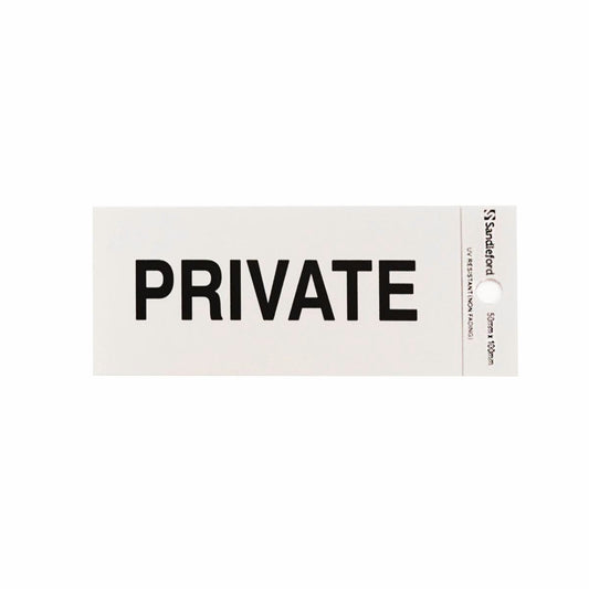 Sandleford Private Self Adhesive Sign - 100 x 50mm - Silver