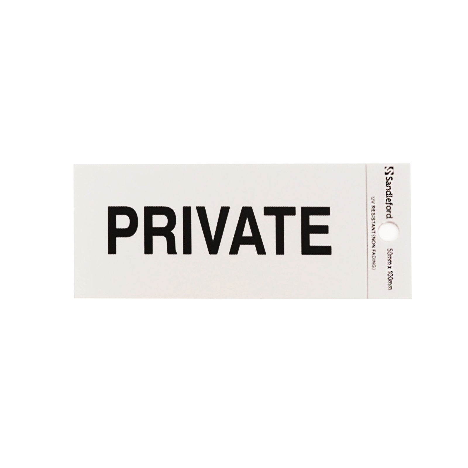 Sandleford 100 x 50mm Private Self Adhesive Sign, Gloss Silver Weather Resistant Polycarbonate