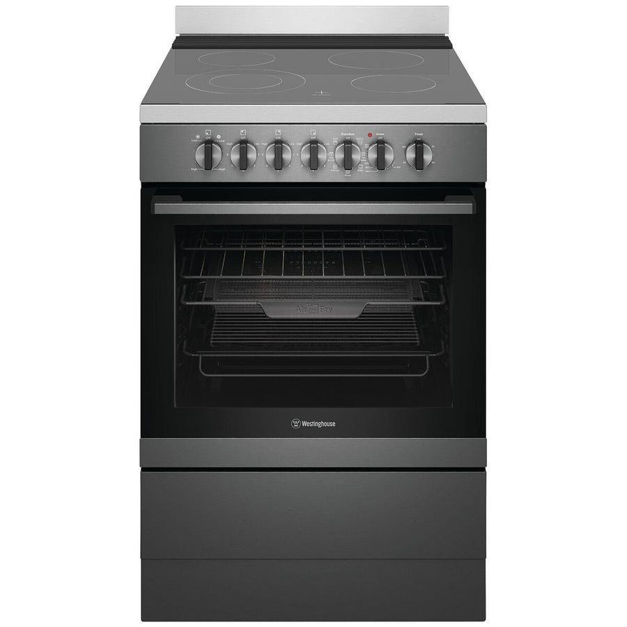Westinghouse 60cm Electric Freestanding Oven - Dark Stainless Steel, AirFry, Ceramic Cooktop - WFE646DSCB