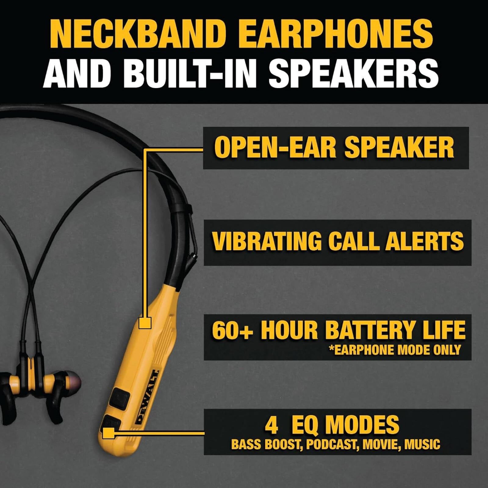 DeWALT 2-in-1 Neckband Headphones and Open Ear Speakers 1902093DWE