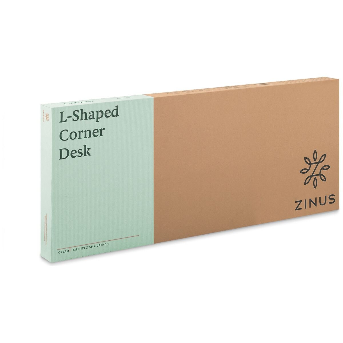 Zinus Dominic L-Shaped Corner Office Desk - Metal Frame with MDF Top, Cream Finish, Flat-Pack - AU-LD-C59C