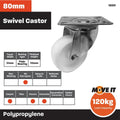 Move It 80mm Polypropylene Swivel Plate Castor 120kg Durable White - SuperSaverAU - view 3