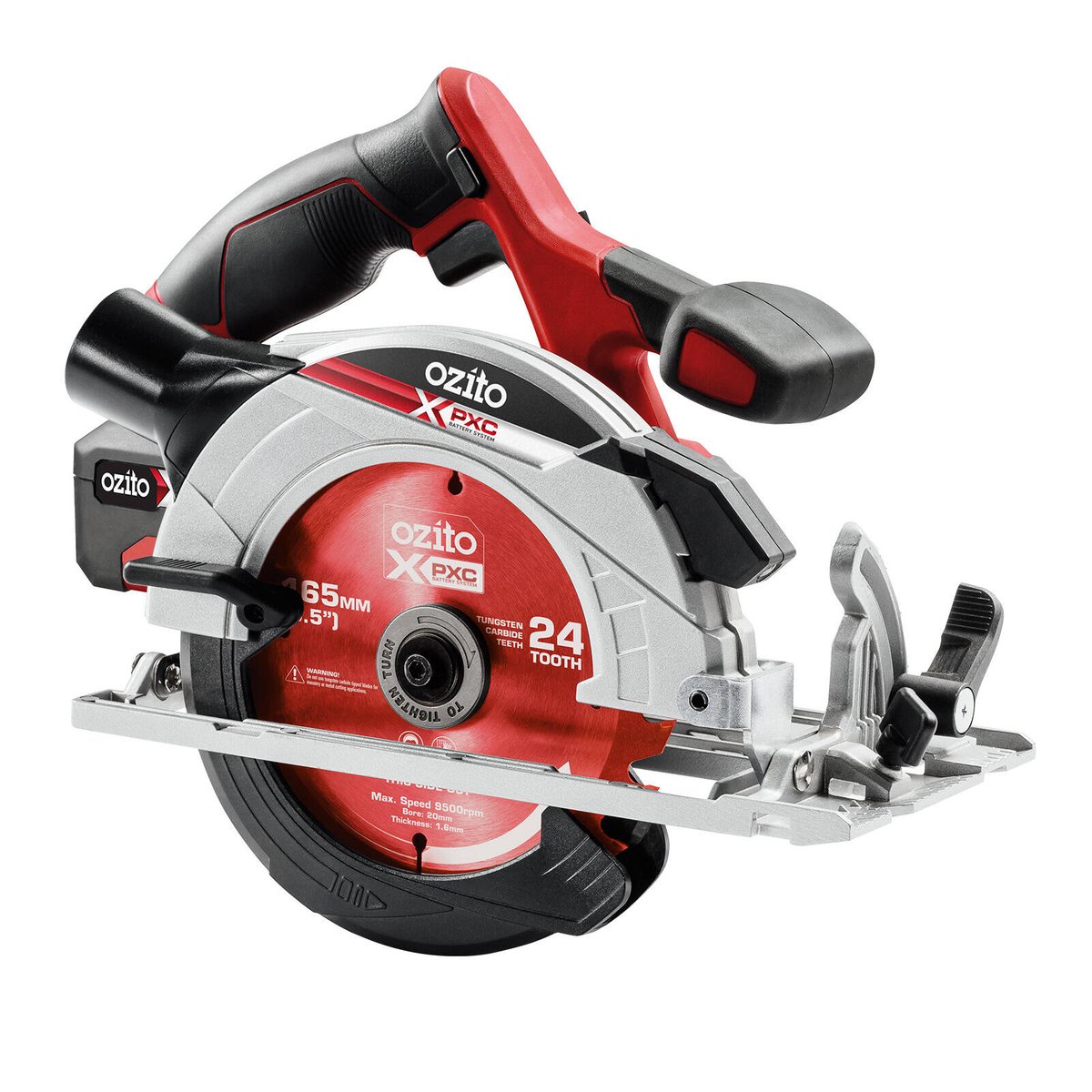 Ozito PXC 18V Cordless Circular Saw Kit PCSK 1640 - 165mm Blade - 54mm Cut Depth - Adjustable Bevel Cuts