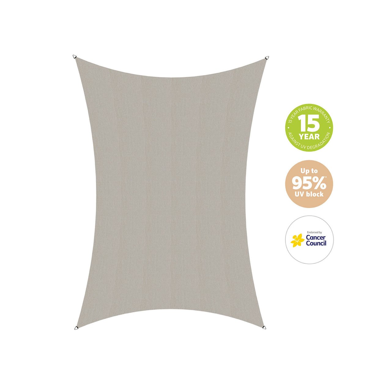 Coolaroo Shade Sail - 5 x 3m - Shell - Commercial Grade - 95% UV Block - SuperSaverAU - view 4