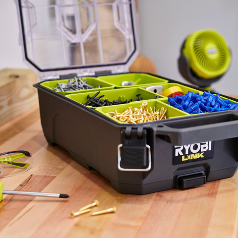 Ryobi Link Small Compact Parts Organiser - 267mm x 127mm x 508mm - IP65 Water Resistant - Detachable Bins - SuperSaverAU - view 5