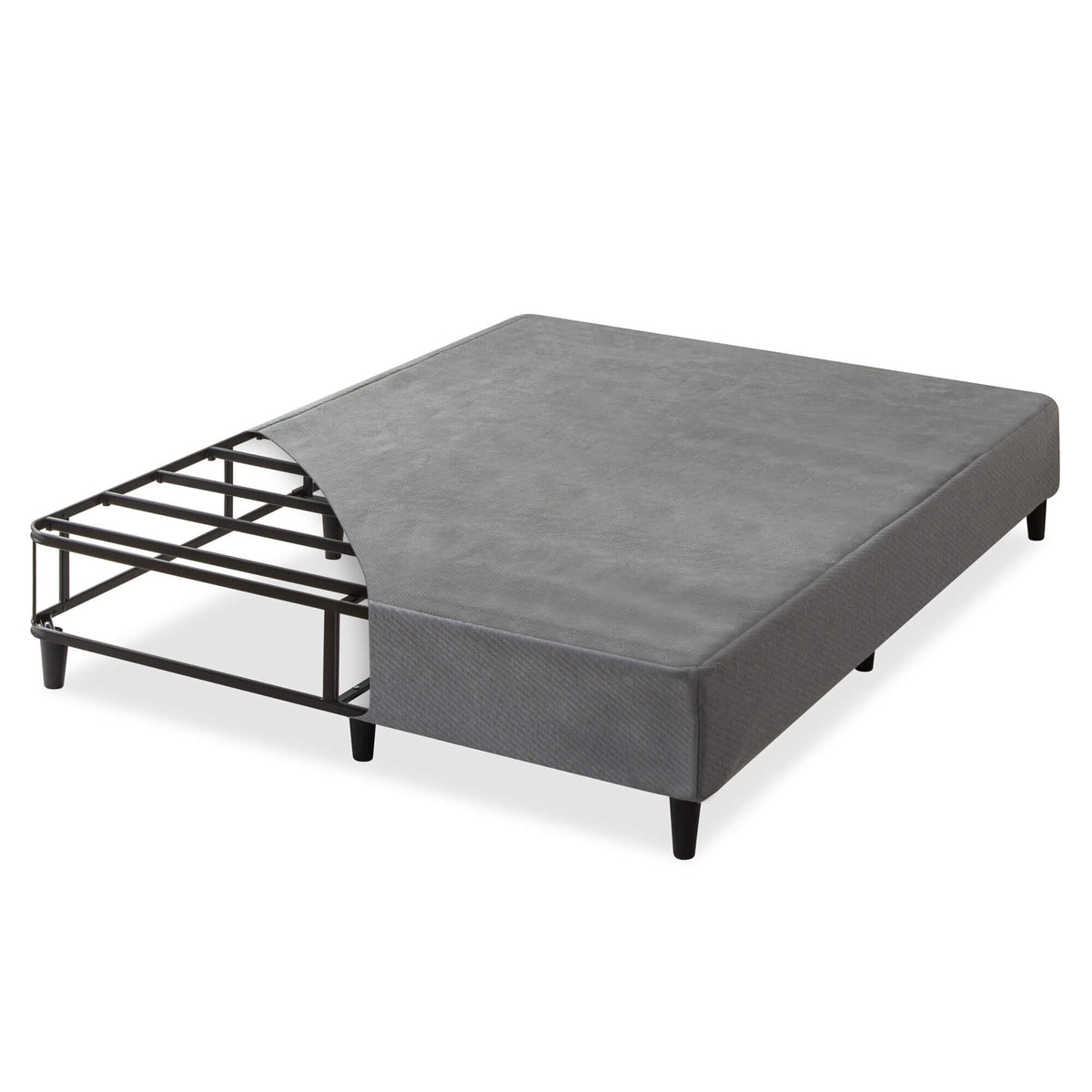 Zinus Keenan Single Ensemble Bed Base in Dark Grey - Steel Frame, 150kg Capacity - AU-BSLB-DG-S