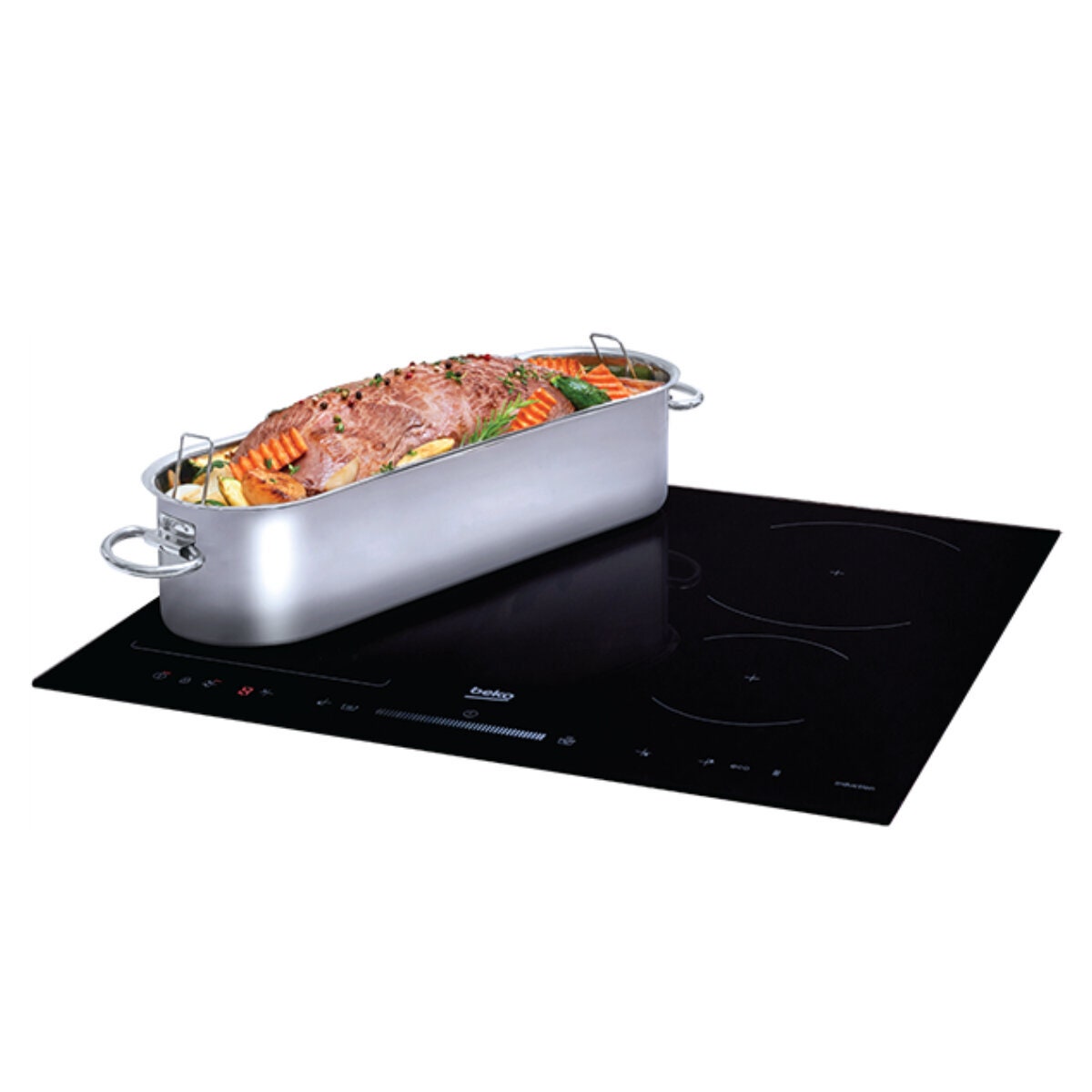 Beko 60cm Induction Cooktop - Black Glass, IndyFlex Zone, Direct Access Control, Booster - BCT601IGN