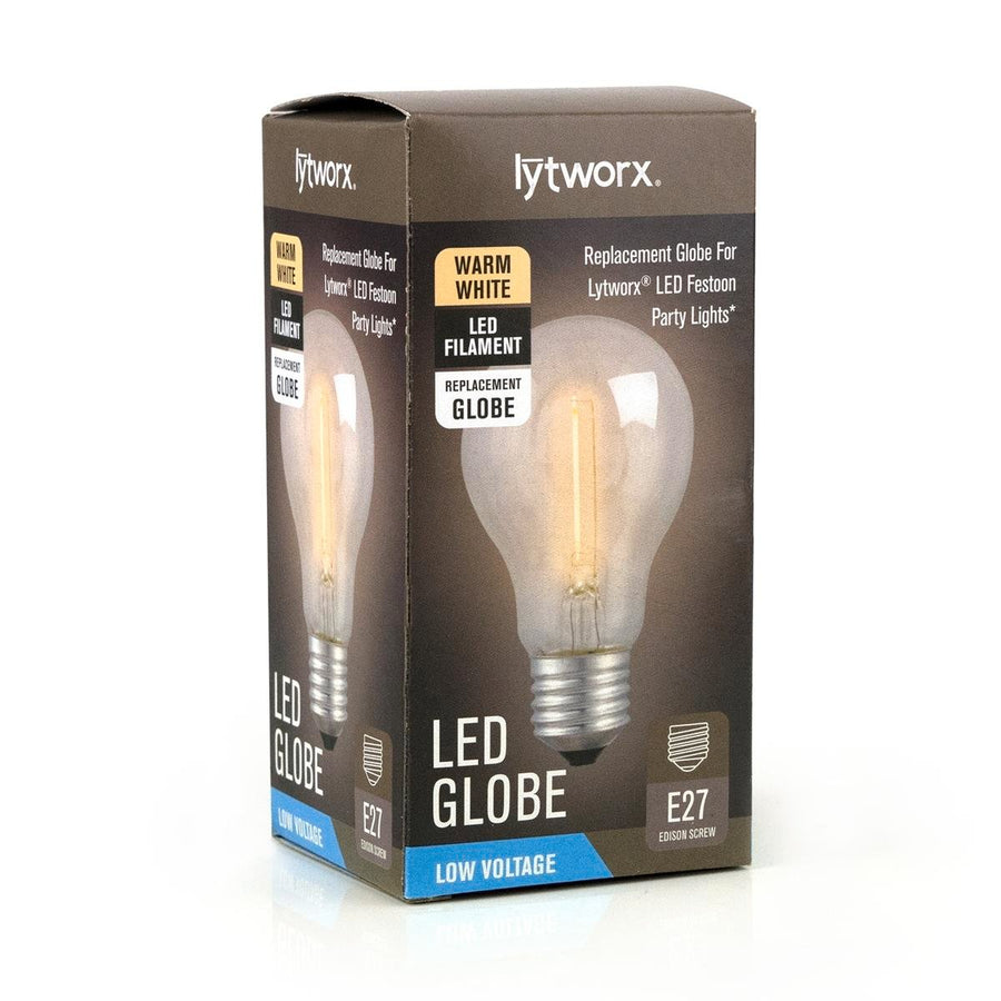 Lytworx Warm White Festoon LED Globe 60mm Glass Indoor Outdoor Use - SuperSaverAU - view 1