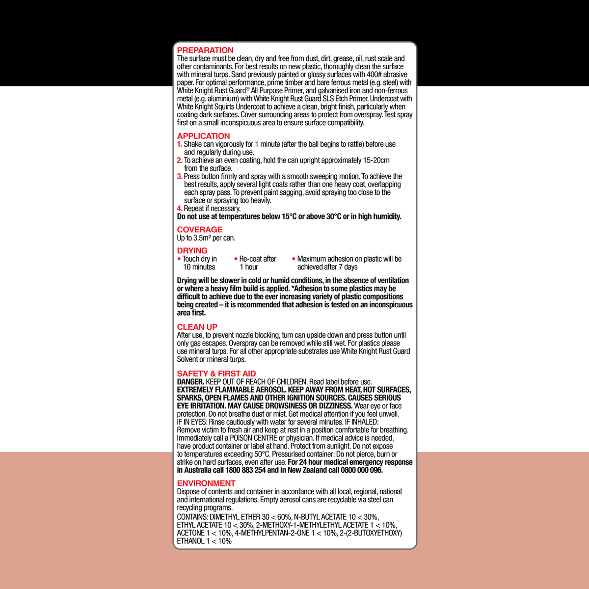 White Knight Squirts Pink Gloss Spray Paint 310g Solvent Based Durable - SuperSaverAU - view 2