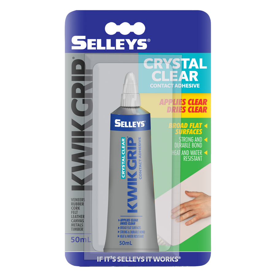 Selleys Kwik Grip Crystal Clear Adhesive 50ml Solvent Based Strong Bond - SuperSaverAU - view 1