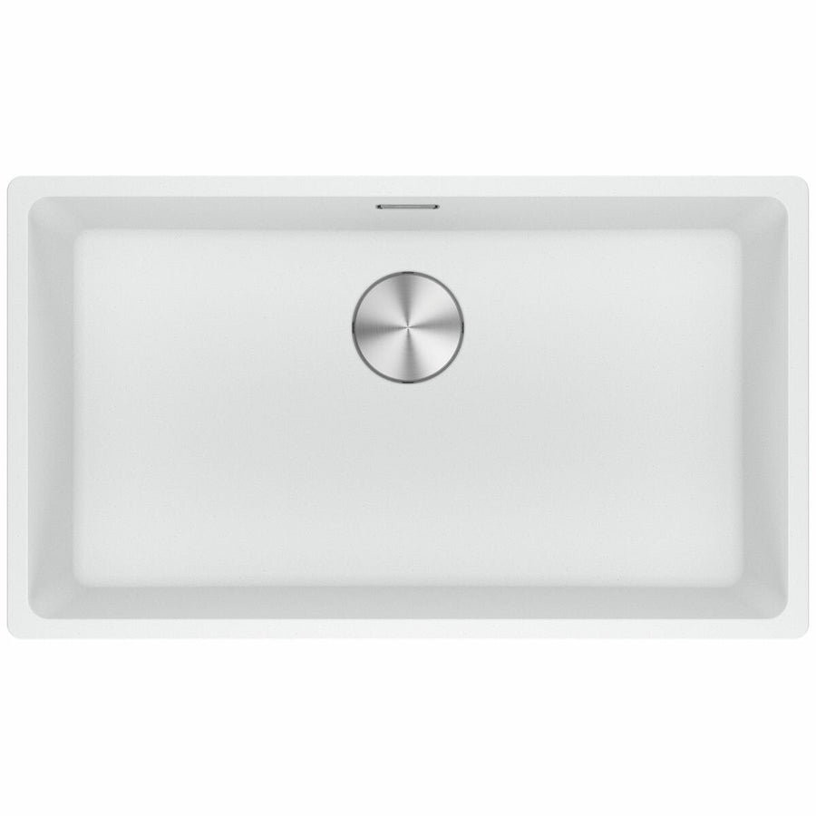 Franke Maris Single Bowl Flush Mount Sink - Polar White Fragranite, Hidden Overflow - MRG210-72PW-B