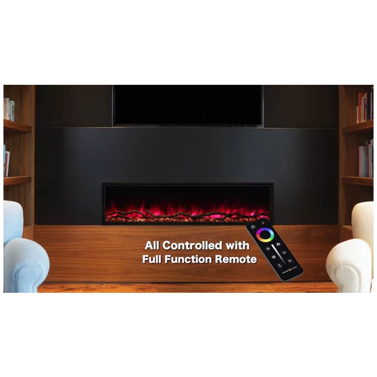 Modern Flames Landscape Pro Slim 96" Gen 1 Built-In Electric Fireplace - Hybrid-FX Flames - LPS-9616-INT