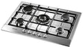 Artusi 72cm natural gas cooktop - 5 burners with wok, cast iron trivets, stainless steel - AGH71XFFD