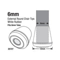 Surface Gard 6mm White Round Rubber Chair Tips 4 Pack - Floor Protection - SuperSaverAU - view 2
