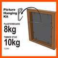 Everhang 10kg Zinc Plated Picture Hanging Kit - Steel, Hooks, Triangles, Screw Eyes & Wire