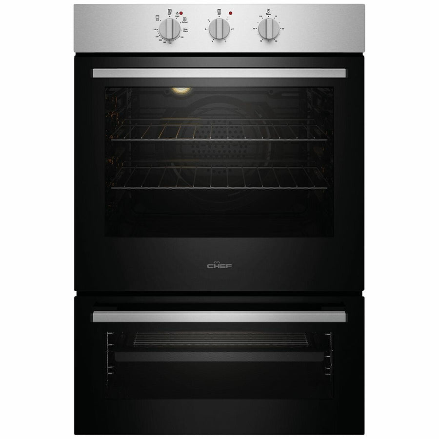 Chef 60cm Electric Built-In Oven with Separate Grill - 80L Fan Forced Oven, 46L Grill - CVE662SB