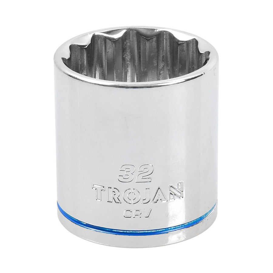 Trojan 32mm Socket 1/2 Drive - Polished Chrome Vanadium - 12 Point Design - Lifetime Warranty - SuperSaverAU - view 1