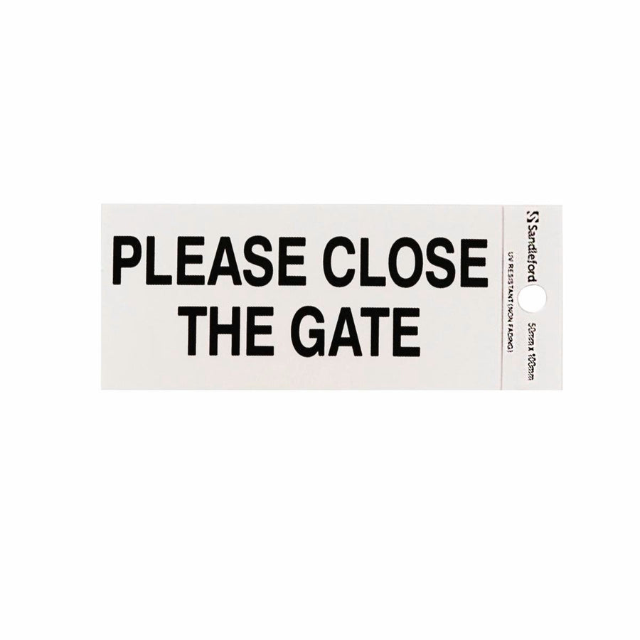 Sandleford Please Close the Gate Self Adhesive Sign - Silver - 100mm x 50mm - SuperSaverAU - view 1