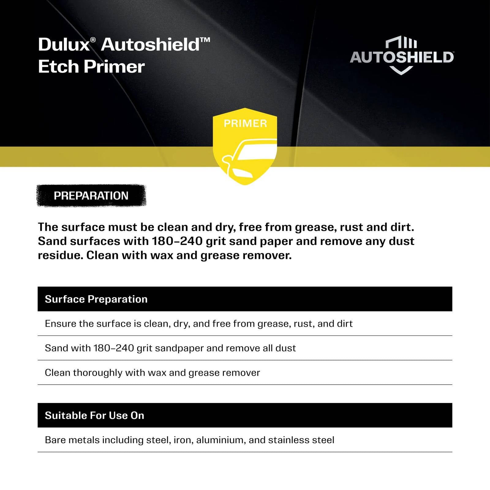 Dulux Autoshield Grey Etch Primer Spray Paint 340g