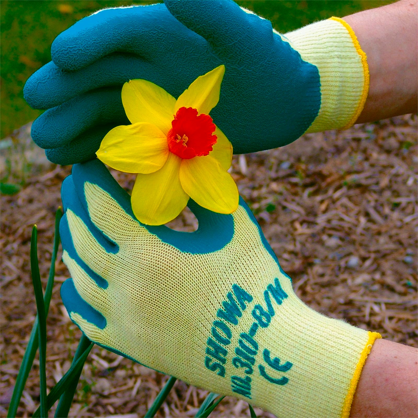Lynn River Showa 310 Green Gardening Gloves Medium, Latex Dip, Polycotton Liner, Machine Washable