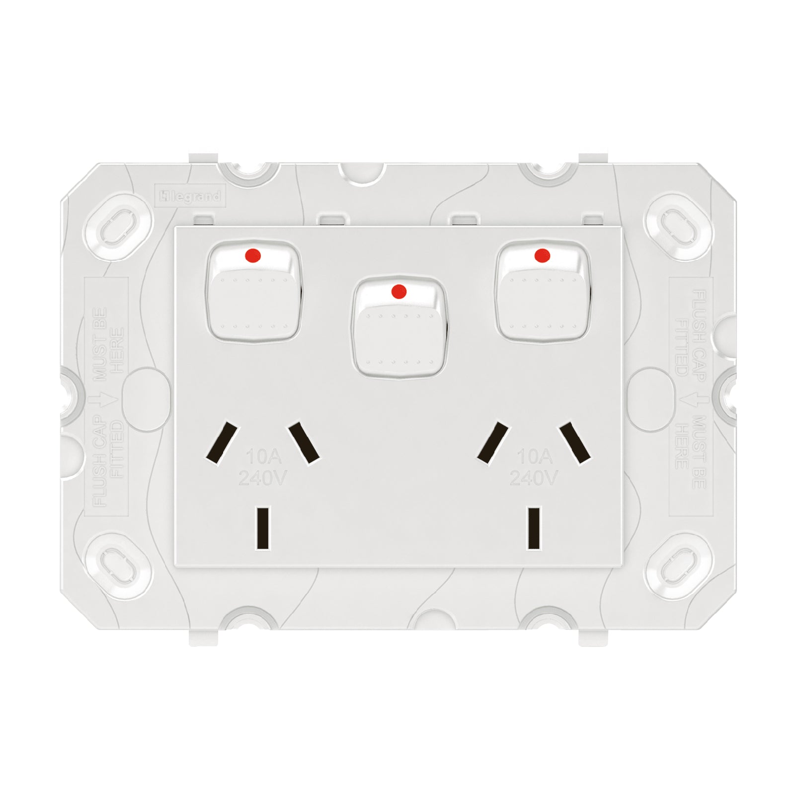 HPM ARTEOR Double Powerpoint with Extra Switch Grid Only 10A 240V White CDAR777XWE