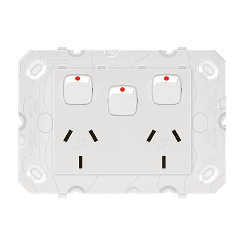 HPM ARTEOR Double Powerpoint with Extra Switch Grid Only 10A 240V White CDAR777XWE
