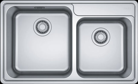 Franke Bell 1.3/4 bowl topmount stainless steel sink - overflow - no drainer - BCX6204235B