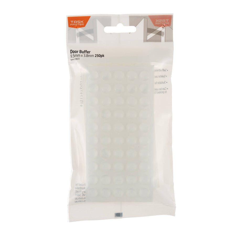 Taskmaster 9.5 x 3.8mm Clear Silicone Rubber Door Buffer - 250 Pack