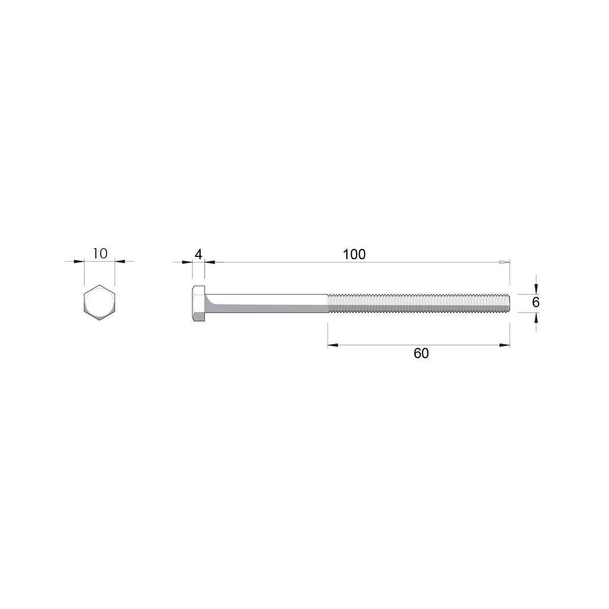 Zenith Hot Dip Galvanised Hex Head Bolts and Nuts M6 x 100mm 25 Pack - SuperSaverAU - view 4