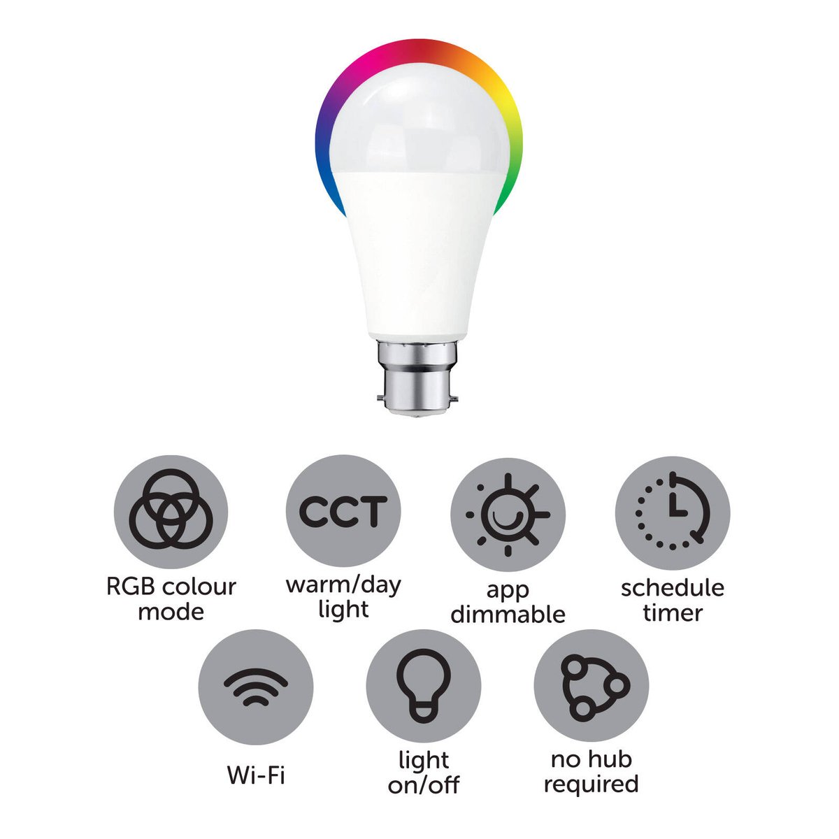 Arlec B22 LED Globe - 10W - 830lm - RGB & CCT - Smart Lighting Solution - SuperSaverAU - view 4