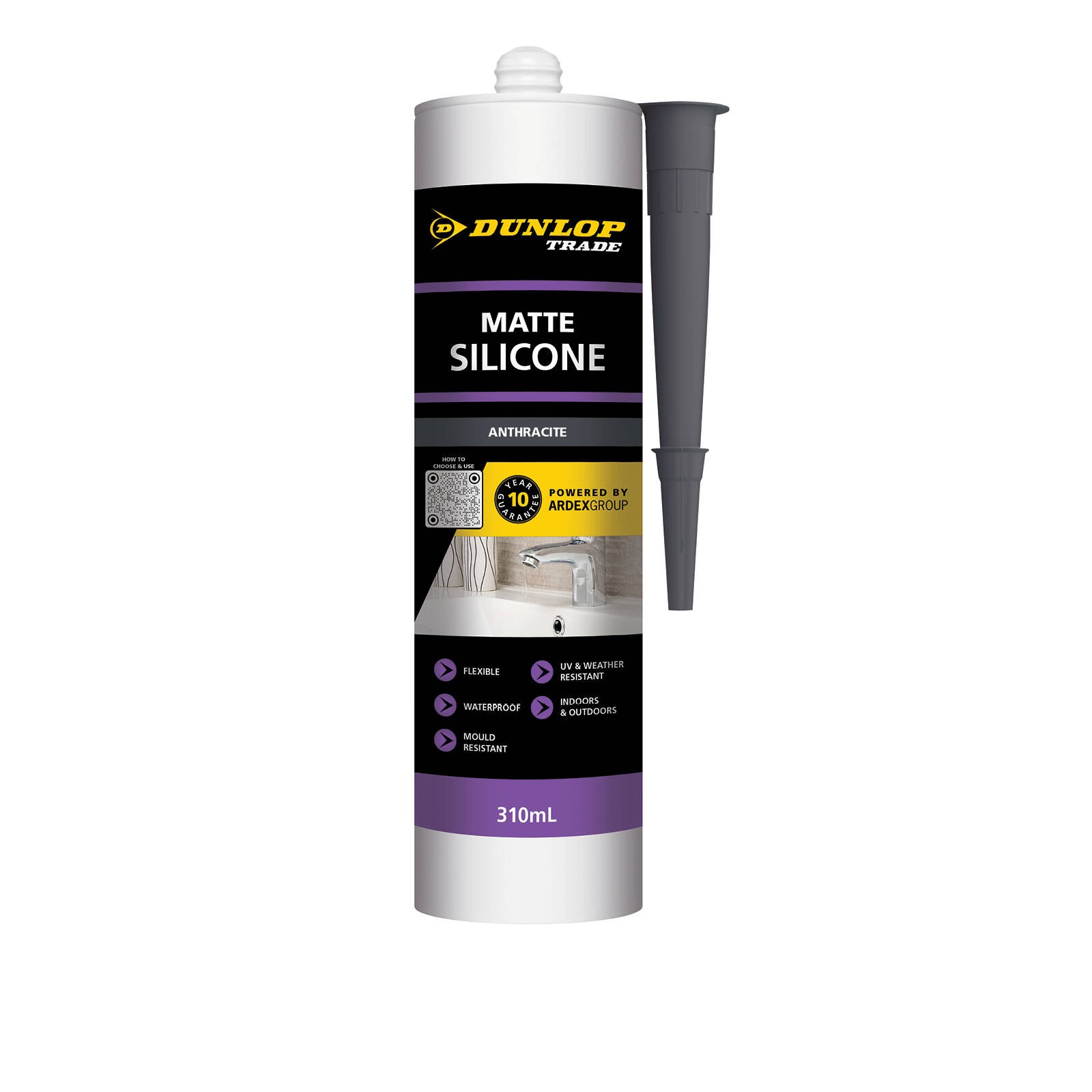 Dunlop Trade 310ml Matte Anthracite Coloured Silicone Sealant