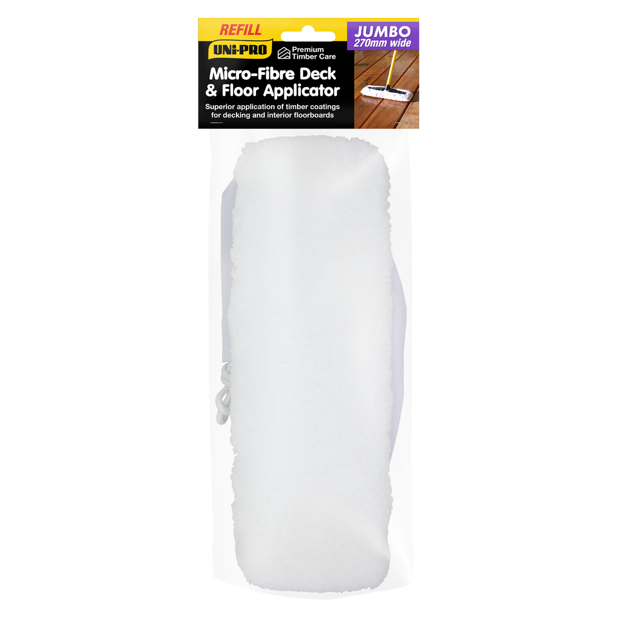 Uni Pro 270mm Jumbo Micro Fibre Deck & Floor Applicator Refill Pad - High Paint Holding Capacity - Washable Bonnet - Compatible with Various Sealers - SuperSaverAU - view 1
