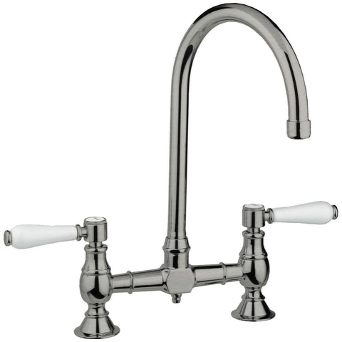 Armando Vicario Provincial Gooseneck Kitchen Mixer Tap - Brushed Nickel, 3 Star WELS - 400160BN-LF