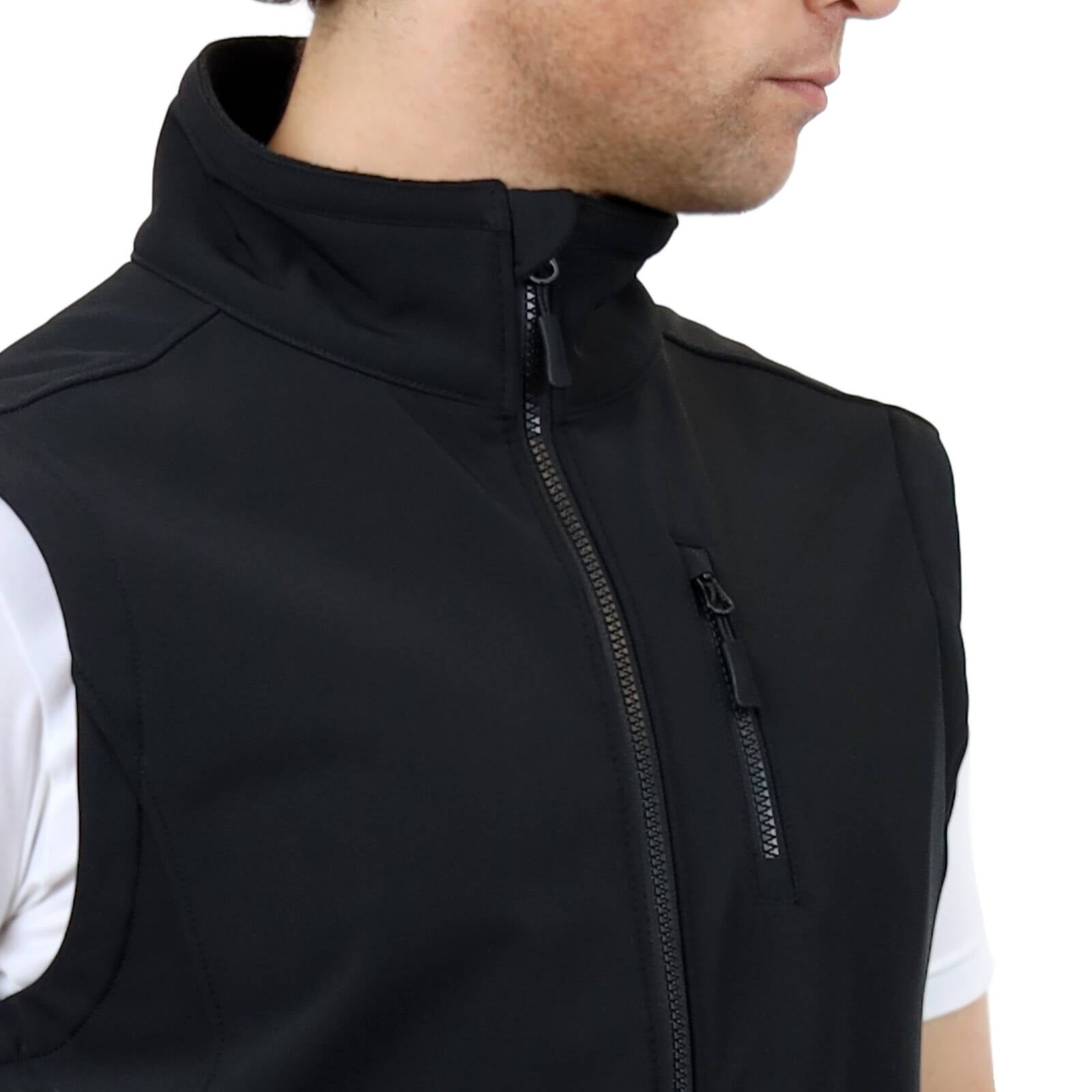 Citeco Black Soft Shell Vest - Reflective, Polyester Elastane, Men's Medium