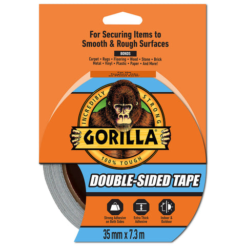 Gorilla Double Sided Mounting Tape 7.3m - Indoor & Outdoor, Moisture Resistant